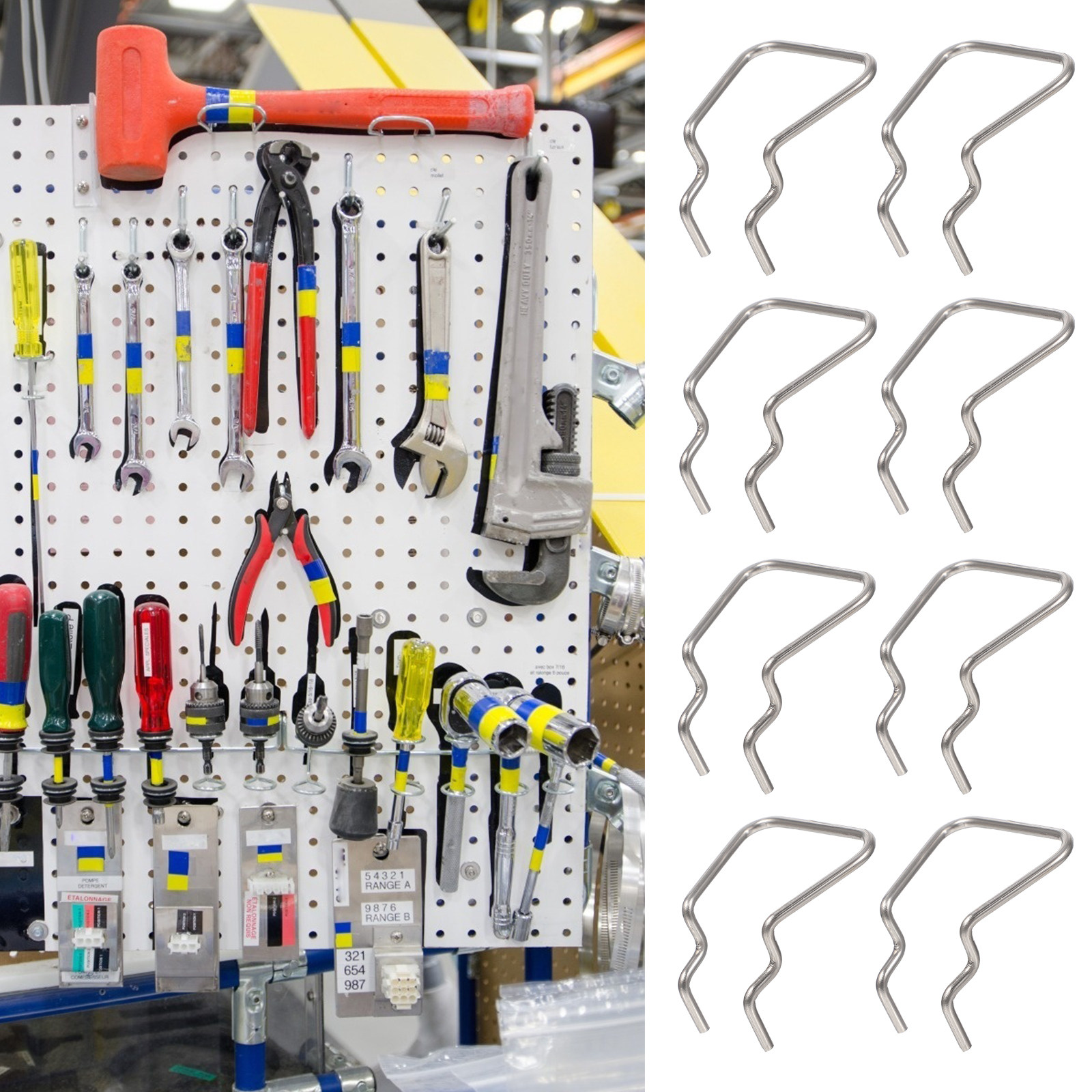 Workshop Tools Display - 12Pcs Heavy Duty Stainless Steel Pegboard