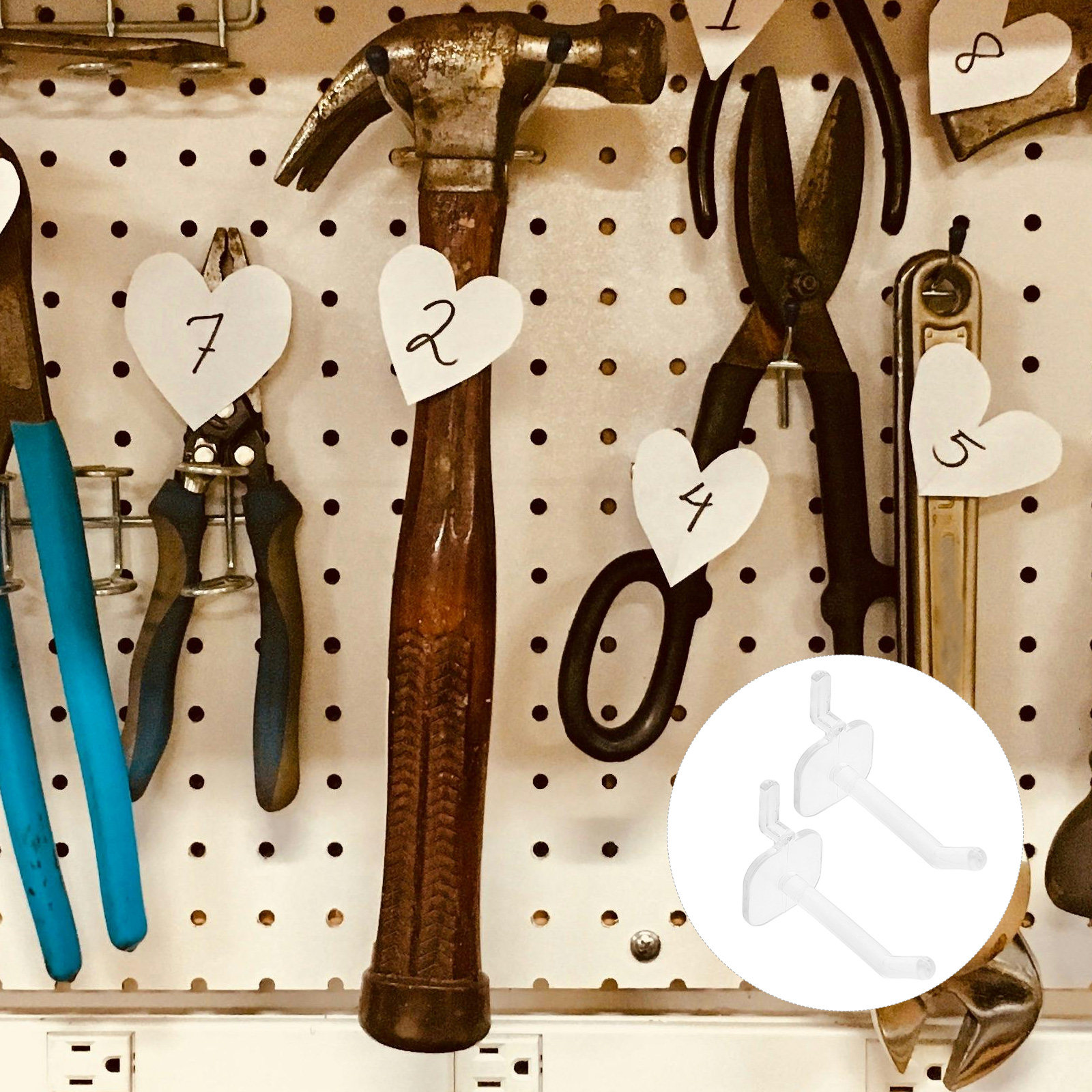 Workshop Tools Display - 50Pcs Transparent Plastic Hook Peg Board