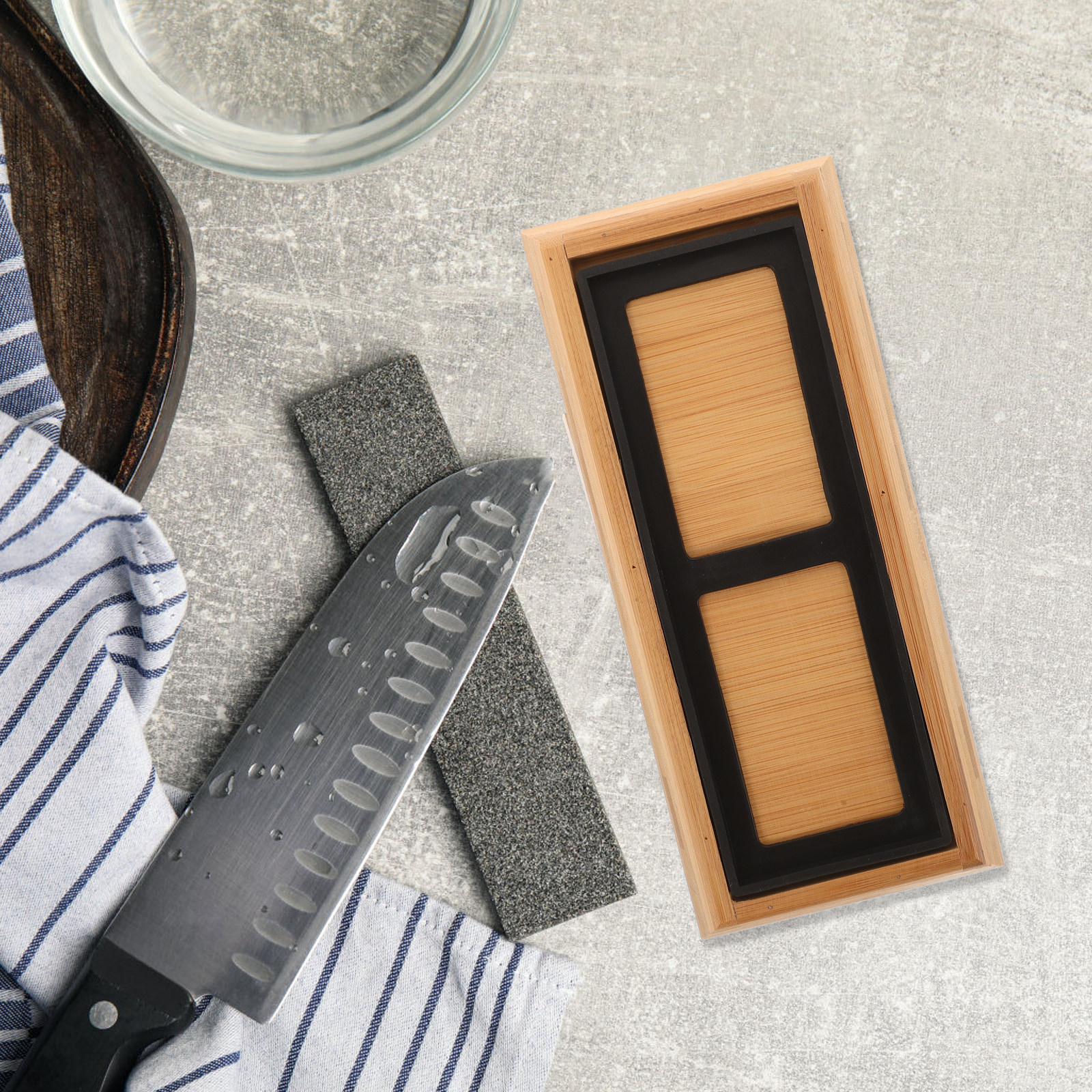 Sharpening Stone Whetstone - 1Set Eco Friendly Bamboo Whetstone Base