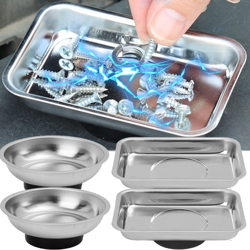 Magnetic Parts Tray - Magnet Tray Round and Rectangular Stainless