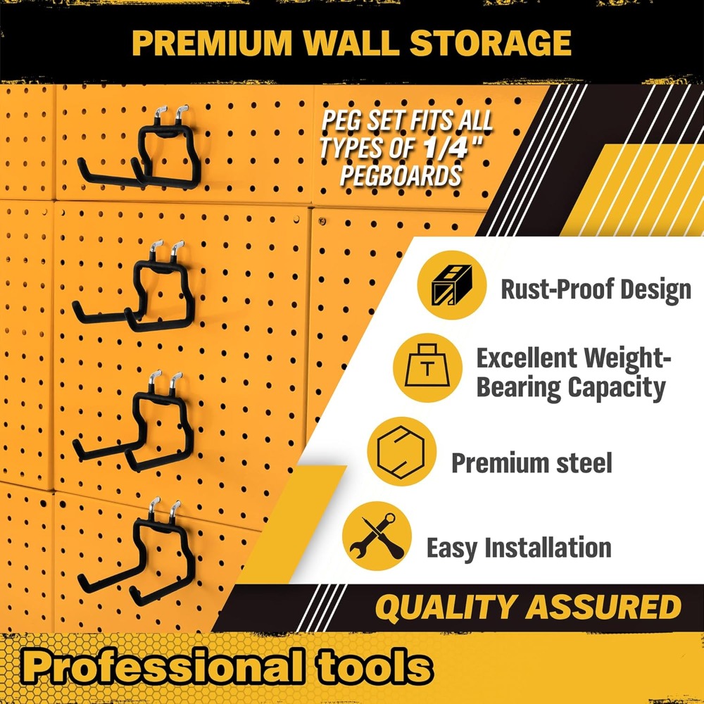 4-Piece Flat Pegboard Hooks Se - огляд і ціна Workshop Tools.Hanging Board